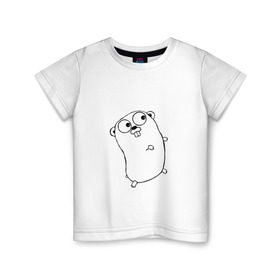 Детская футболка хлопок с принтом Golang в Тюмени, 100% хлопок | круглый вырез горловины, полуприлегающий силуэт, длина до линии бедер | go | golang | код | кодер | компьютер | программирование | программист | язык программирования