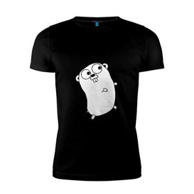 Мужская футболка премиум с принтом Golang в Тюмени, 92% хлопок, 8% лайкра | приталенный силуэт, круглый вырез ворота, длина до линии бедра, короткий рукав | go | golang | код | кодер | компьютер | программирование | программист | язык программирования