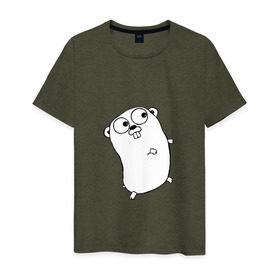 Мужская футболка хлопок с принтом Golang в Тюмени, 100% хлопок | прямой крой, круглый вырез горловины, длина до линии бедер, слегка спущенное плечо. | go | golang | код | кодер | компьютер | программирование | программист | язык программирования