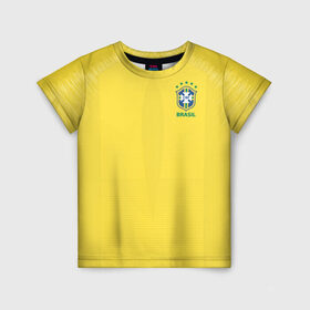 Детская футболка 3D с принтом Бразилия 2018 в Тюмени, 100% гипоаллергенный полиэфир | прямой крой, круглый вырез горловины, длина до линии бедер, чуть спущенное плечо, ткань немного тянется | brazil | бразилия