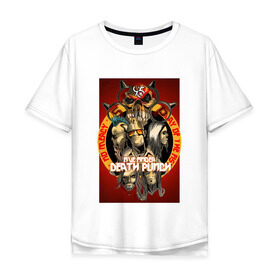 Мужская футболка хлопок Oversize с принтом Five Finger Death Punch 2 в Тюмени, 100% хлопок | свободный крой, круглый ворот, “спинка” длиннее передней части | Тематика изображения на принте: 5fdp | ffdp | five finger death punch