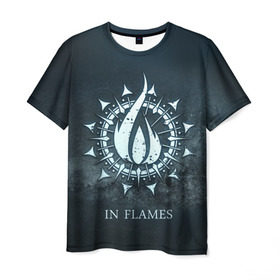 Мужская футболка 3D с принтом In Flames в Тюмени, 100% полиэфир | прямой крой, круглый вырез горловины, длина до линии бедер | 