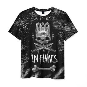 Мужская футболка 3D с принтом In Flames King в Тюмени, 100% полиэфир | прямой крой, круглый вырез горловины, длина до линии бедер | 