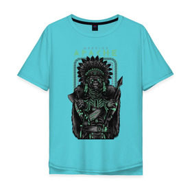Мужская футболка хлопок Oversize с принтом Apache в Тюмени, 100% хлопок | свободный крой, круглый ворот, “спинка” длиннее передней части | Тематика изображения на принте: апачи | воин | горилла | индеец | обезьяна