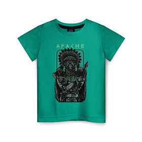 Детская футболка хлопок с принтом Apache в Тюмени, 100% хлопок | круглый вырез горловины, полуприлегающий силуэт, длина до линии бедер | Тематика изображения на принте: апачи | воин | горилла | индеец | обезьяна