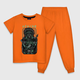Детская пижама хлопок с принтом Apache в Тюмени, 100% хлопок |  брюки и футболка прямого кроя, без карманов, на брюках мягкая резинка на поясе и по низу штанин
 | апачи | воин | горилла | индеец | обезьяна
