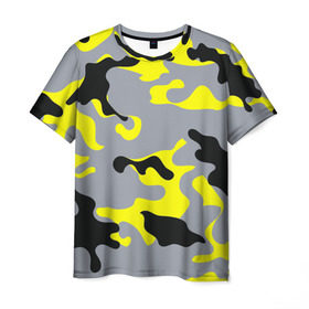 Мужская футболка 3D с принтом Yellow camouflage в Тюмени, 100% полиэфир | прямой крой, круглый вырез горловины, длина до линии бедер | camouflage | камуфляж | комуфляж