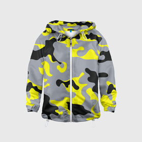 Детская ветровка 3D с принтом Yellow camouflage в Тюмени, 100% полиэстер | подол и капюшон оформлены резинкой с фиксаторами, по бокам два кармана без застежек, один потайной карман на груди | camouflage | камуфляж | комуфляж