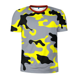 Мужская футболка 3D спортивная с принтом Yellow camouflage в Тюмени, 100% полиэстер с улучшенными характеристиками | приталенный силуэт, круглая горловина, широкие плечи, сужается к линии бедра | camouflage | камуфляж | комуфляж