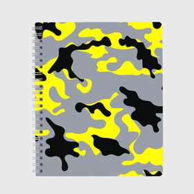 Тетрадь с принтом Yellow camouflage в Тюмени, 100% бумага | 48 листов, плотность листов — 60 г/м2, плотность картонной обложки — 250 г/м2. Листы скреплены сбоку удобной пружинной спиралью. Уголки страниц и обложки скругленные. Цвет линий — светло-серый
 | camouflage | камуфляж | комуфляж