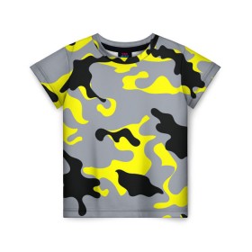 Детская футболка 3D с принтом Yellow camouflage в Тюмени, 100% гипоаллергенный полиэфир | прямой крой, круглый вырез горловины, длина до линии бедер, чуть спущенное плечо, ткань немного тянется | camouflage | камуфляж | комуфляж
