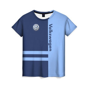 Женская футболка 3D с принтом Volkswagen в Тюмени, 100% полиэфир ( синтетическое хлопкоподобное полотно) | прямой крой, круглый вырез горловины, длина до линии бедер | volkswagen | авто | автомобиль | вольксваген | лого | машина | фолькс ваген | фольксваген | эмблема