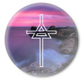 Значок с принтом Cross Mars в Тюмени,  металл | круглая форма, металлическая застежка в виде булавки | Тематика изображения на принте: 30 stm | 30 секунд до марса