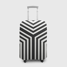 Чехол для чемодана 3D с принтом Кибер Зебра в Тюмени, 86% полиэфир, 14% спандекс | двустороннее нанесение принта, прорези для ручек и колес | black and white stripes | geometry | vest | zebra | геометрия | зебра | тельняшка | черно белая полоска