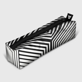 Пенал 3D с принтом Кибер Зебра в Тюмени, 100% полиэстер | плотная ткань, застежка на молнии | black and white stripes | geometry | vest | zebra | геометрия | зебра | тельняшка | черно белая полоска