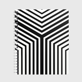Тетрадь с принтом Кибер Зебра в Тюмени, 100% бумага | 48 листов, плотность листов — 60 г/м2, плотность картонной обложки — 250 г/м2. Листы скреплены сбоку удобной пружинной спиралью. Уголки страниц и обложки скругленные. Цвет линий — светло-серый
 | black and white stripes | geometry | vest | zebra | геометрия | зебра | тельняшка | черно белая полоска