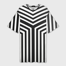 Платье-футболка 3D с принтом Кибер Зебра в Тюмени,  |  | Тематика изображения на принте: black and white stripes | geometry | vest | zebra | геометрия | зебра | тельняшка | черно белая полоска