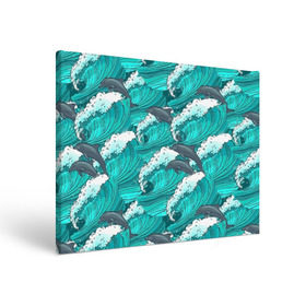 Холст прямоугольный с принтом Дельфины в Тюмени, 100% ПВХ |  | dolphins | fish | ocean | pattern | sea | summer | waves | волны | дельфины | лето | море | океан | паттерн | рыбы