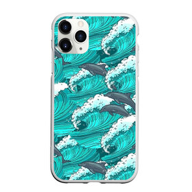 Чехол для iPhone 11 Pro Max матовый с принтом Дельфины в Тюмени, Силикон |  | dolphins | fish | ocean | pattern | sea | summer | waves | волны | дельфины | лето | море | океан | паттерн | рыбы