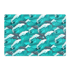 Магнитный плакат 3Х2 с принтом Дельфины в Тюмени, Полимерный материал с магнитным слоем | 6 деталей размером 9*9 см | Тематика изображения на принте: dolphins | fish | ocean | pattern | sea | summer | waves | волны | дельфины | лето | море | океан | паттерн | рыбы