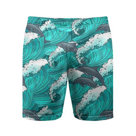 Мужские шорты 3D спортивные с принтом Дельфины в Тюмени,  |  | dolphins | fish | ocean | pattern | sea | summer | waves | волны | дельфины | лето | море | океан | паттерн | рыбы