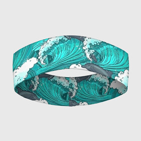 Повязка на голову 3D с принтом Дельфины в Тюмени,  |  | dolphins | fish | ocean | pattern | sea | summer | waves | волны | дельфины | лето | море | океан | паттерн | рыбы