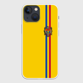 Чехол для iPhone 13 mini с принтом Молдавия, лента с гербом в Тюмени,  |  | md | mda | moldova | азия | герб | государство | знак | кишинёв | молдаване | молдавия | молдавский | молдова | надпись | патриот | полосы | республика | символ | снг | страна | флаг | флага | цвета