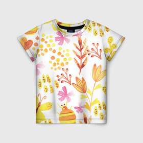 Детская футболка 3D с принтом Коллекция HYPNOSE в Тюмени, 100% гипоаллергенный полиэфир | прямой крой, круглый вырез горловины, длина до линии бедер, чуть спущенное плечо, ткань немного тянется | паттерн | разноцветный | растительный | яркие
