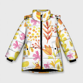 Зимняя куртка для девочек 3D с принтом Коллекция HYPNOSE в Тюмени, ткань верха — 100% полиэстер; подклад — 100% полиэстер, утеплитель — 100% полиэстер. | длина ниже бедра, удлиненная спинка, воротник стойка и отстегивающийся капюшон. Есть боковые карманы с листочкой на кнопках, утяжки по низу изделия и внутренний карман на молнии. 

Предусмотрены светоотражающий принт на спинке, радужный светоотражающий элемент на пуллере молнии и на резинке для утяжки. | Тематика изображения на принте: паттерн | разноцветный | растительный | яркие