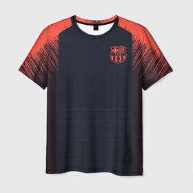 Мужская футболка 3D с принтом Barcelona Training 18-19 в Тюмени, 100% полиэфир | прямой крой, круглый вырез горловины, длина до линии бедер | barcelona | champions | league | lionel | messi | spain | барселона | испания | лига | лионель | месси | чемпионов