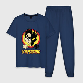Мужская пижама хлопок с принтом The Offspring в Тюмени, 100% хлопок | брюки и футболка прямого кроя, без карманов, на брюках мягкая резинка на поясе и по низу штанин
 | the offspring | офспринг | оффспринг | рок