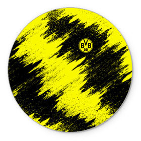 Коврик круглый с принтом FC Borussia Dortmund в Тюмени, резина и полиэстер | круглая форма, изображение наносится на всю лицевую часть | Тематика изображения на принте: боруссия | дортмунд