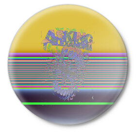Значок с принтом Asking Alexandria в Тюмени,  металл | круглая форма, металлическая застежка в виде булавки | Тематика изображения на принте: 