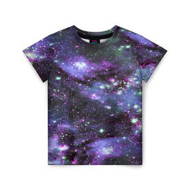 Детская футболка 3D с принтом Sky nebula в Тюмени, 100% гипоаллергенный полиэфир | прямой крой, круглый вырез горловины, длина до линии бедер, чуть спущенное плечо, ткань немного тянется | abstraction | cosmos | nebula | space | star | universe | абстракция | вселенная | звезды | космос | мир | планеты