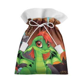 Подарочный 3D мешок с принтом Зеленый дракон в Тюмени, 100% полиэстер | Размер: 29*39 см | 