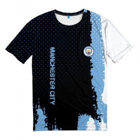 Мужская футболка 3D с принтом Manchester city в Тюмени, 100% полиэфир | прямой крой, круглый вырез горловины, длина до линии бедер | Тематика изображения на принте: football | soccer | манчестер