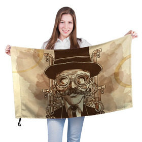 Флаг 3D с принтом Стимпанк в Тюмени, 100% полиэстер | плотность ткани — 95 г/м2, размер — 67 х 109 см. Принт наносится с одной стороны | наука | стиль | фантастика