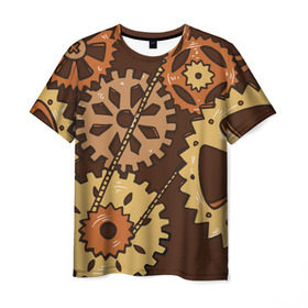 Мужская футболка 3D с принтом Ретро футуристический стиль в Тюмени, 100% полиэфир | прямой крой, круглый вырез горловины, длина до линии бедер | будущие | наука | прошлое | стимпанк | фантастика