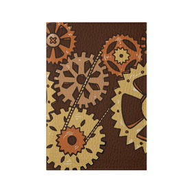 Обложка для паспорта матовая кожа с принтом Ретро футуристический стиль в Тюмени, натуральная матовая кожа | размер 19,3 х 13,7 см; прозрачные пластиковые крепления | будущие | наука | прошлое | стимпанк | фантастика