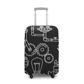 Чехол для чемодана 3D с принтом Стиль стимпанк в Тюмени, 86% полиэфир, 14% спандекс | двустороннее нанесение принта, прорези для ручек и колес | будущие | наука | прошлое | стимпанк | фантастика
