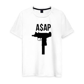 Мужская футболка хлопок с принтом ASAP в Тюмени, 100% хлопок | прямой крой, круглый вырез горловины, длина до линии бедер, слегка спущенное плечо. | as soon as possible | rocky