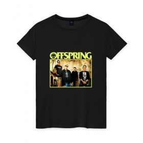 Женская футболка хлопок с принтом Группа The Offspring в Тюмени, 100% хлопок | прямой крой, круглый вырез горловины, длина до линии бедер, слегка спущенное плечо | offspring | офспринг | оффспринг | рок