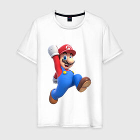 Мужская футболка хлопок с принтом Марио Б в Тюмени, 100% хлопок | прямой крой, круглый вырез горловины, длина до линии бедер, слегка спущенное плечо. | брат | марио | марио бро | супер