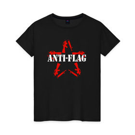 Женская футболка хлопок с принтом Anti-Flag в Тюмени, 100% хлопок | прямой крой, круглый вырез горловины, длина до линии бедер, слегка спущенное плечо | american | attraction | dead | hardcore | not | punk | punks | rock | альтернатива | анти | группа | панк | рок | стрит | флаг