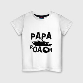 Детская футболка хлопок с принтом Papa Roach в Тюмени, 100% хлопок | круглый вырез горловины, полуприлегающий силуэт, длина до линии бедер | papa roach | roach | папа роач | папароач | папароч | роач | роч