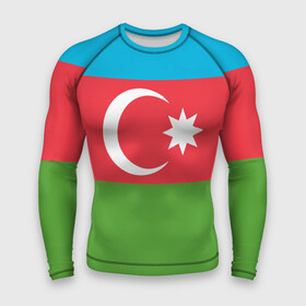Мужской рашгард 3D с принтом Азербайджан в Тюмени,  |  | azerbaijan | azrbaycan | звезда | ислам | полумесяц | флаг