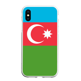 Чехол для iPhone XS Max матовый с принтом Азербайджан в Тюмени, Силикон | Область печати: задняя сторона чехла, без боковых панелей | azerbaijan | azrbaycan | звезда | ислам | полумесяц | флаг