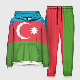 Мужской костюм 3D (с толстовкой) с принтом Азербайджан в Тюмени,  |  | Тематика изображения на принте: azerbaijan | azrbaycan | звезда | ислам | полумесяц | флаг