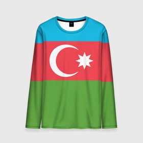 Мужской лонгслив 3D с принтом Азербайджан в Тюмени, 100% полиэстер | длинные рукава, круглый вырез горловины, полуприлегающий силуэт | azerbaijan | azrbaycan | звезда | ислам | полумесяц | флаг