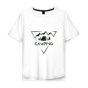 Мужская футболка хлопок Oversize с принтом CAMP2 в Тюмени, 100% хлопок | свободный крой, круглый ворот, “спинка” длиннее передней части | кемпинг | туризм | туристическая